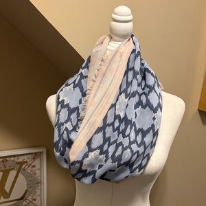 Blue Pink and Cream Infinity Scarf